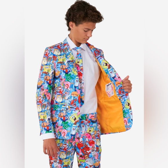 Opposuits Spongebob SquarePants Frenzy Suit Blazer Pants Tie Size 10Y Youth - Picture 8 of 10